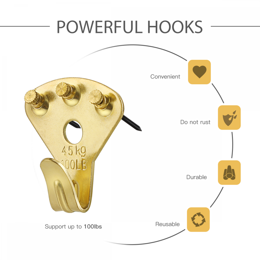 Heavy Duty Picture Frame Hooks Supports Up to 100 lbs - 10 Pack