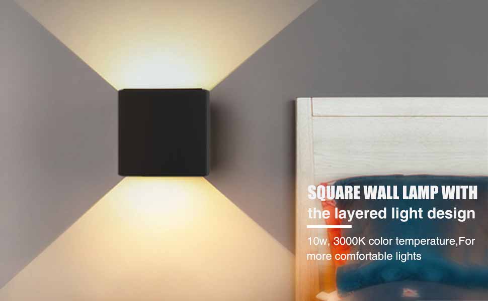 Hommie LED Wall Sconces Black LW06B Adjustable Wall Lamp 10W Warm White 3000K Waterproof Lighting Fixtures for Living Room Bedroom Hallway Porch Indoor and Outdoor 