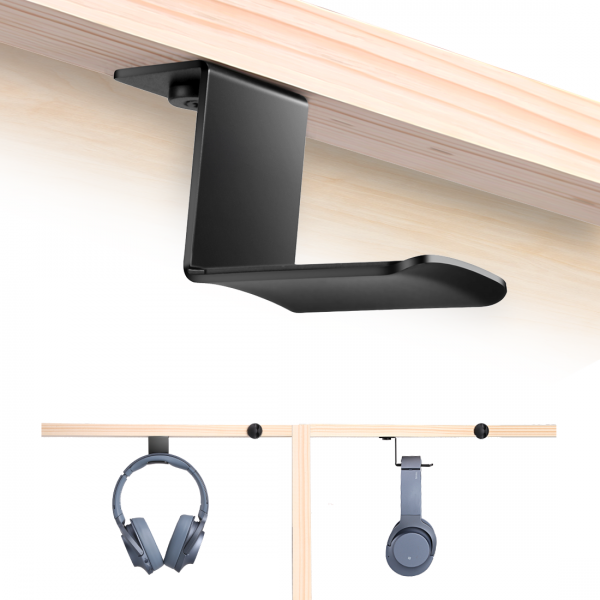 KAFRI Under Desk Dual Headset Holder Earphone Hook Mount Rack with 4 USB Charging Ports RGB Headphone Stand Hanger with USB Charger PC Gaming Desk Accessories for Gamers 