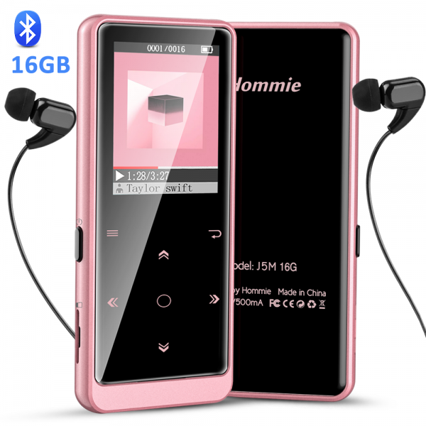 Hommie 16GB Bluetooth MP3 Player with FM/Recording, Lossless Sound HiFi MP3 Player Metal Touch Button Music Player with Independent Volume Control, Supports up to 128GB, Rose GoldBottom navigation