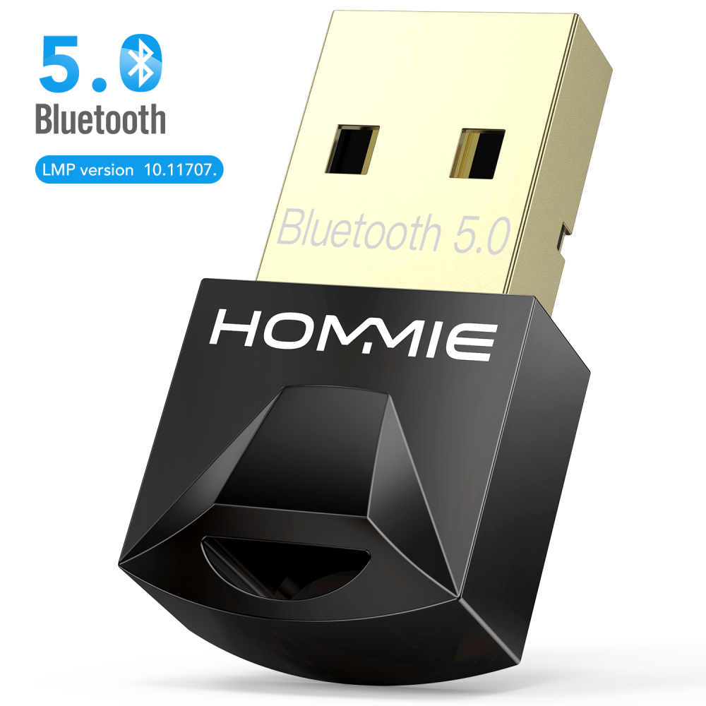 USB Bluetooth 5.0 Adapter for PC, Hommie USB Bluetooth 5.0 Dongle Receiver  for PC Laptop Computer, Compatible with Windows 7/8/8.1/10, Connect  Bluetooth Headphones/Speakers/Mouse/Keyboard