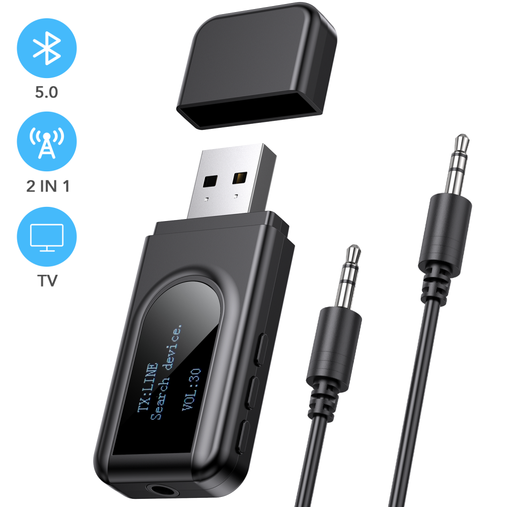 USB Bluetooth 5.0 Adapter for PC, Hommie USB Bluetooth 5.0 Dongle Receiver  for PC Laptop Computer, Compatible with Windows 7/8/8.1/10, Connect  Bluetooth Headphones/Speakers/Mouse/Keyboard