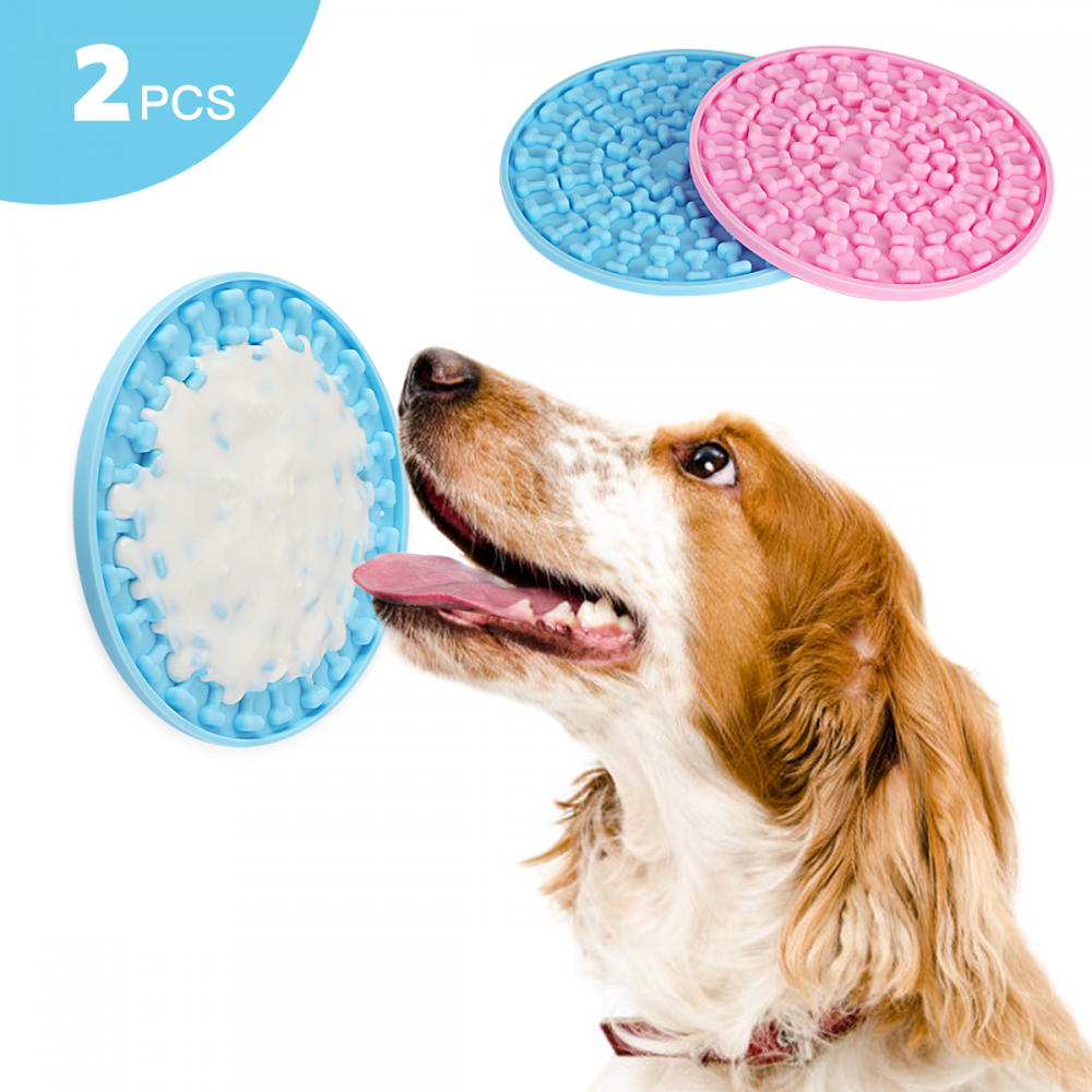 2Pcs Licking Mat for Dogs and Cats, Peanut Butter Lick Pads Slow